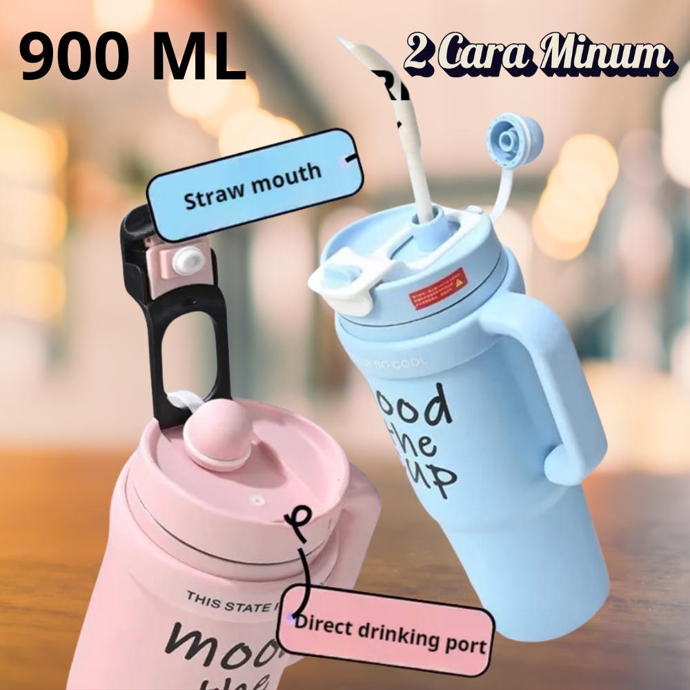 Tumbler Termos Gelas Botol Minum Thermos Tahan Air Panas Dingin Es Batu 900ML Jumbo Besar Stainless 