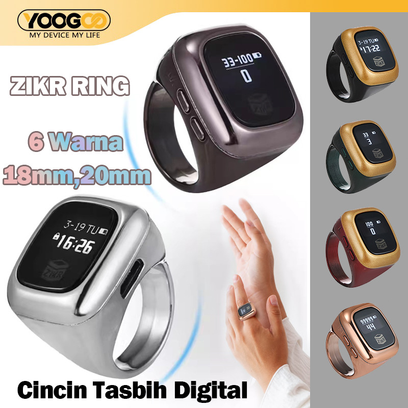 ERVINA.ID Cincin Tasbih Digital Tasbih Smart Ring Bluetooth Tasbih Digital Ring Counter Digital ZIKR