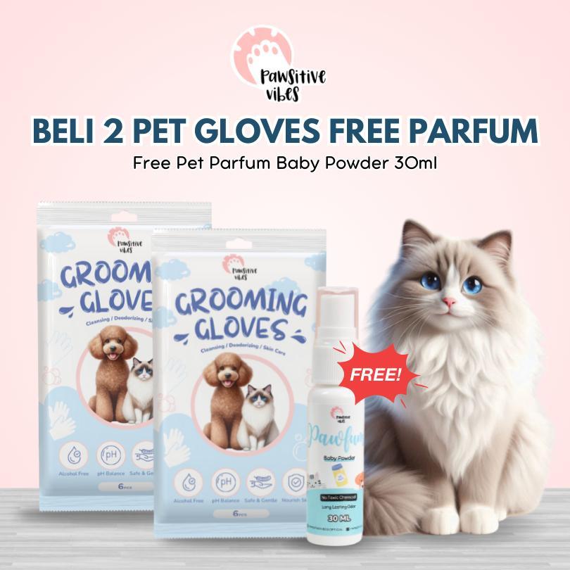 Bundling Grooming Fresh & Clean Set Beli 2 Pet Glove Dapat Parfum Baby Powder Perawatan Bulu Anabul