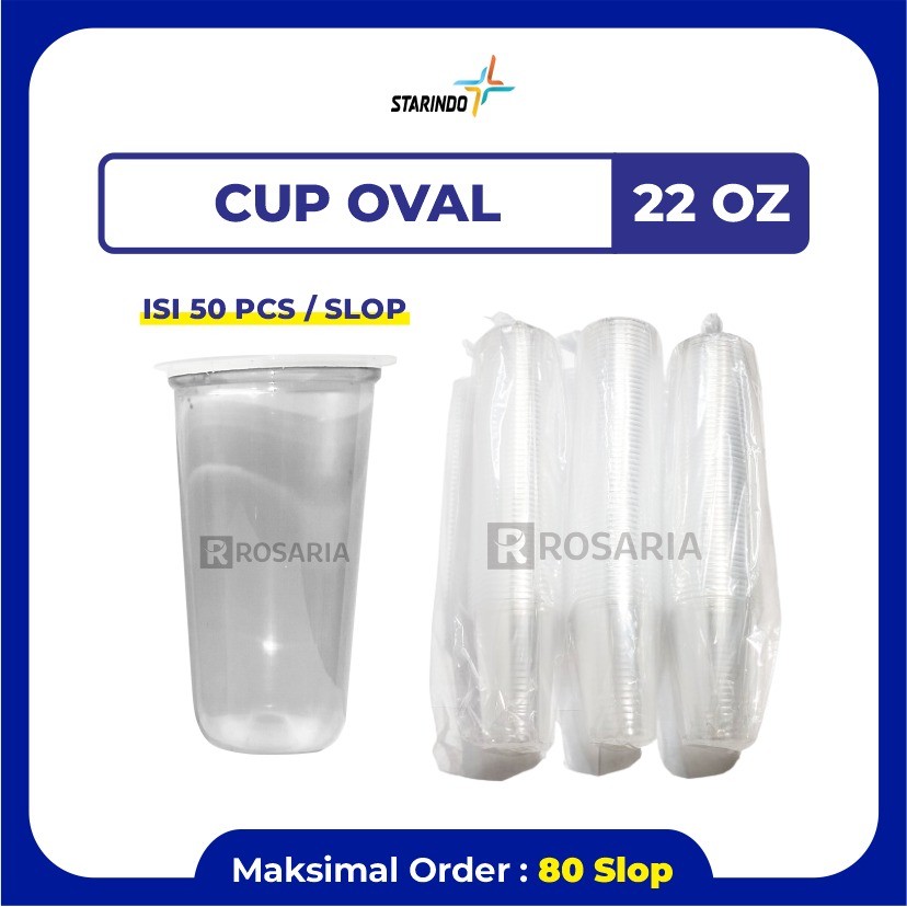 CUP POLOS OVAL 22 OZ STARINDO 9,5 gr Plastik Bening Gelas Minuman