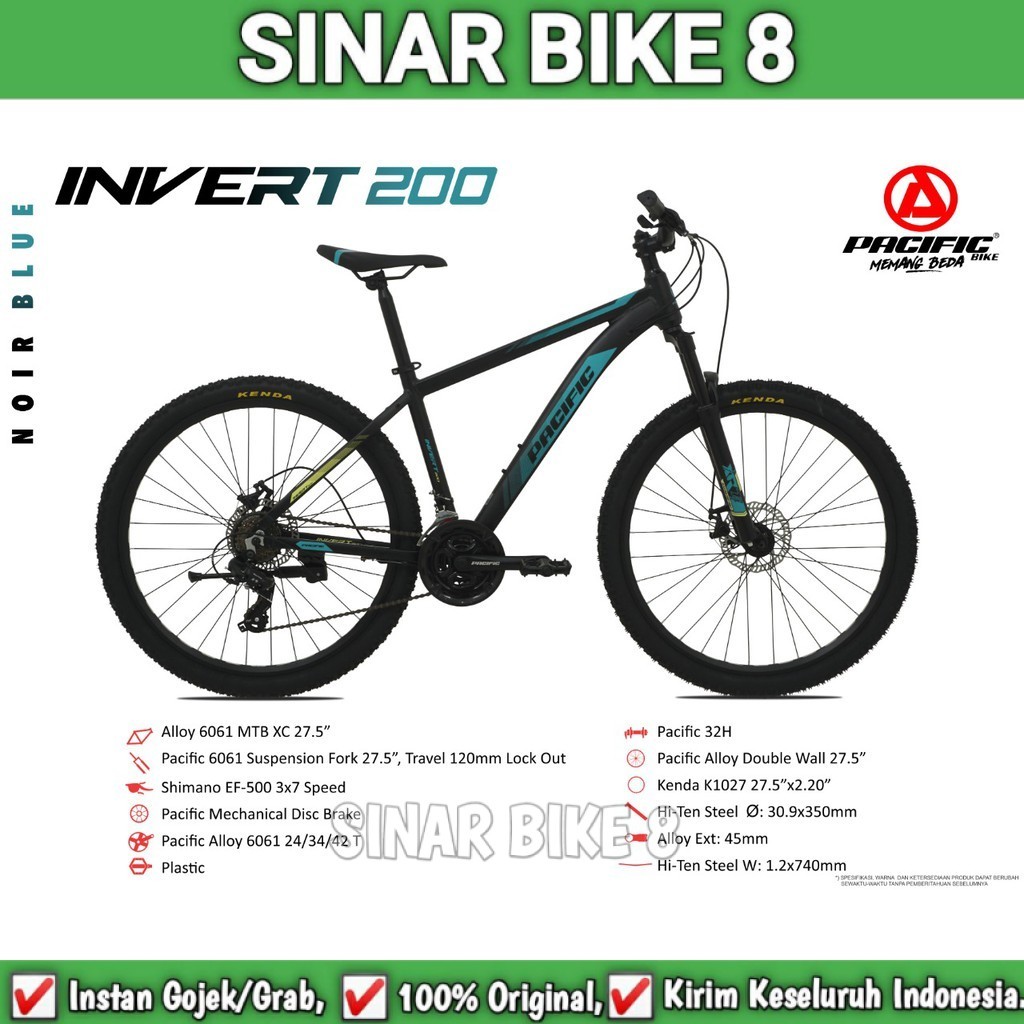 Sepeda Gunung MTB  Ukuran 27.5 Pacific Invert 200