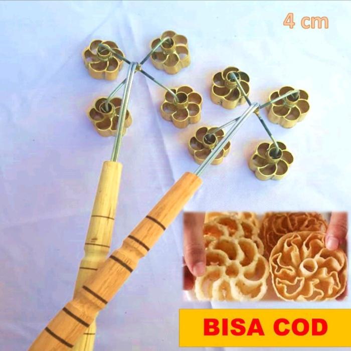 Cetakan Kembang Goyang Isi 4 Kuningan Anti Lengket - Diameter 4 cm