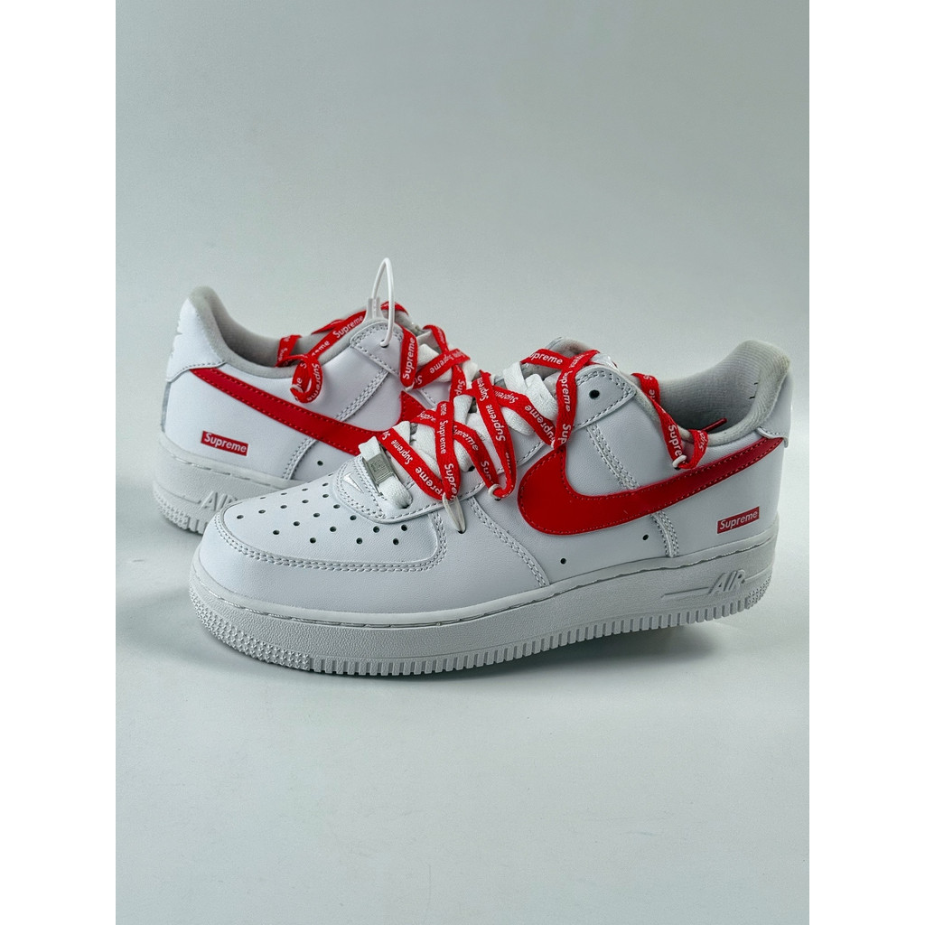 AF1 Low 07 x Supreme Putih Merah Tali Pengikat Original COD Stok Baru