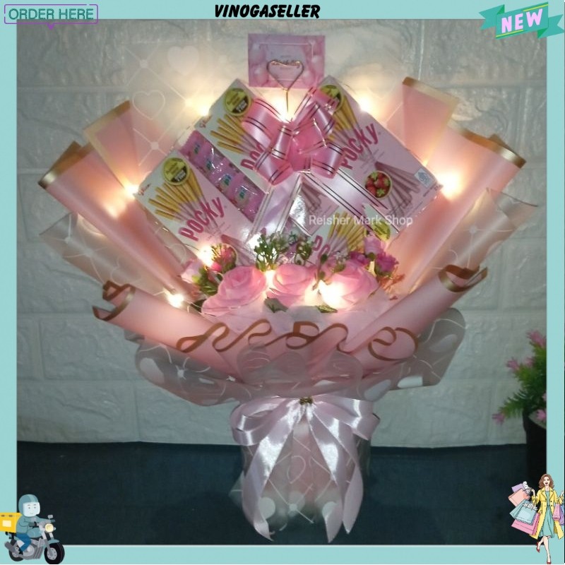 buket pocky love minibox - buket wisuda/anniversary/birthday D6-10