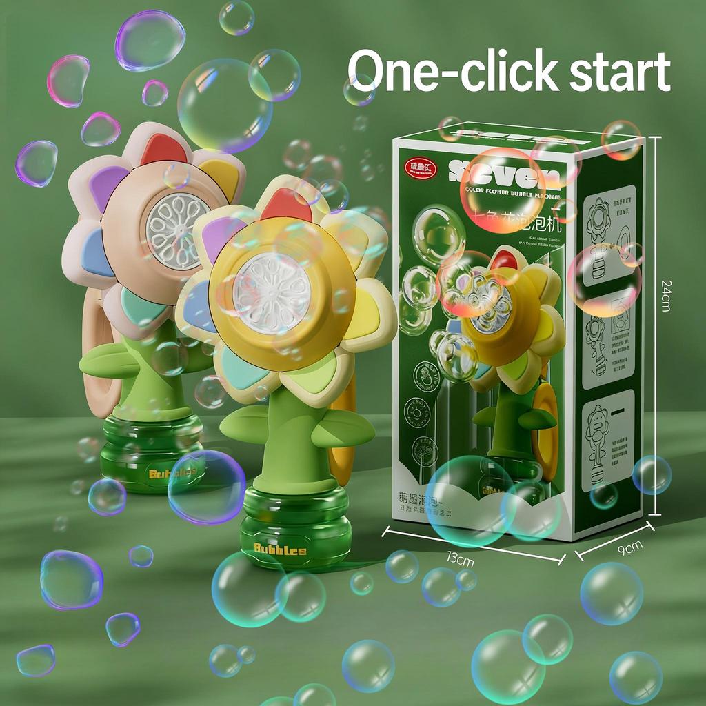 [ Ready ] Mainan Anak-anak Pistol Gelembung Bunga Matahari/Senapan Mesin Gelembung Sabun Elektrik Bu