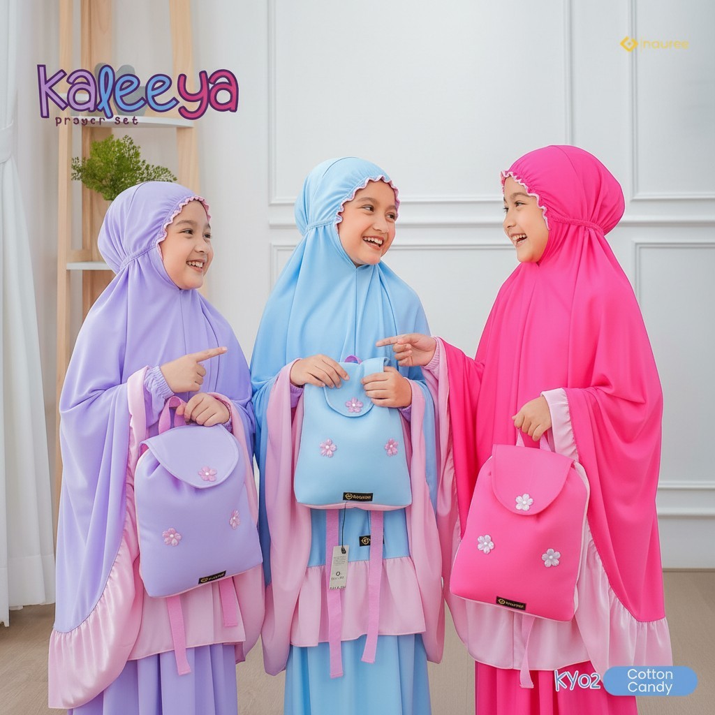 Mukena Anak Perempuan Tas Ransel 2026 Premium Pink Ungu Fanta TK SD Adem Mewah