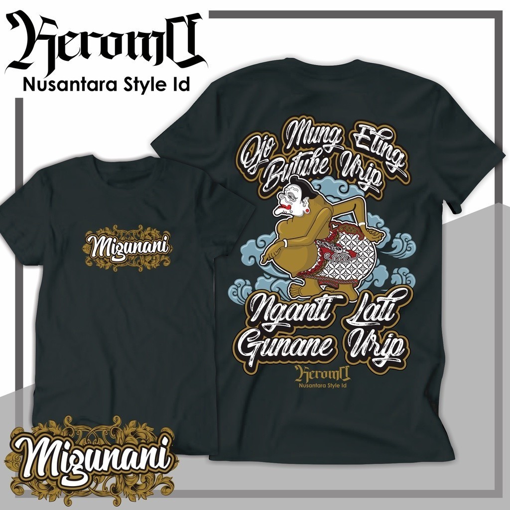 KEROMO MIGUNANI /kaos jawa tema semar wayang kaos kata kata jawa keren distro keren murah