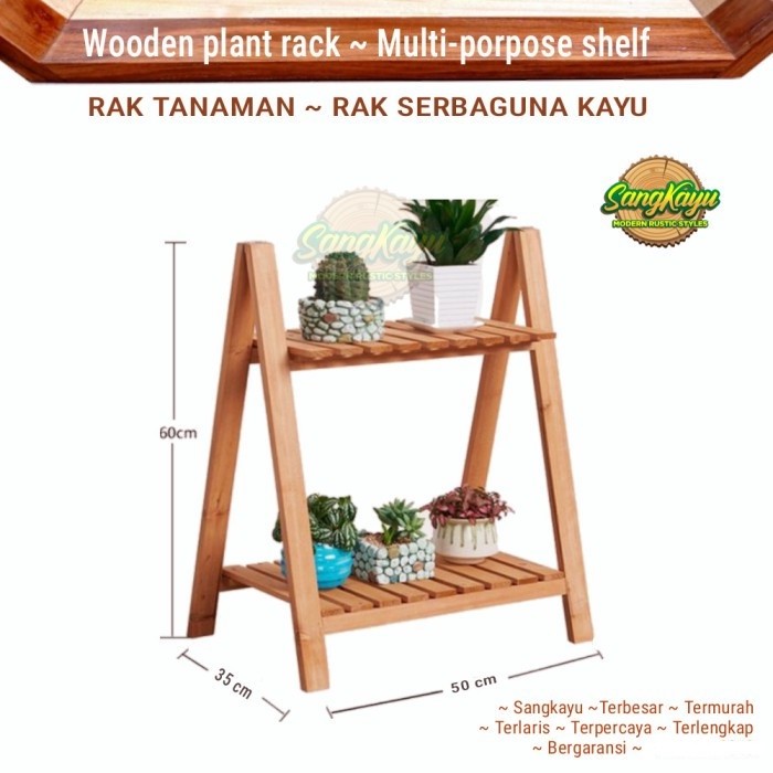 Rak susun kayu rak serbaguna rak tanaman hias rak pot bunga rak sepatu - KAYU MAHONI