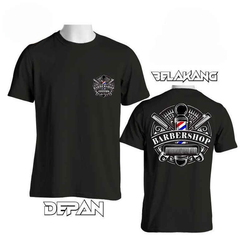 [COD] TERMURAH Kaos Sablon BARBERSHOP | Baju Pria Dewasa Lengan Pendek Sablon Tahan Lama Bahan Adem 