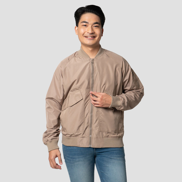 Nevada Woven Boxy Large Pockets Bomber With Zipper Jaket Pria 123543765