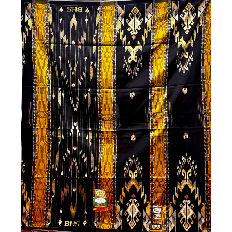 BIG SALE  Sarung BHS SGE Full Sutra Mahkota Ratu Hitam Gold Limited