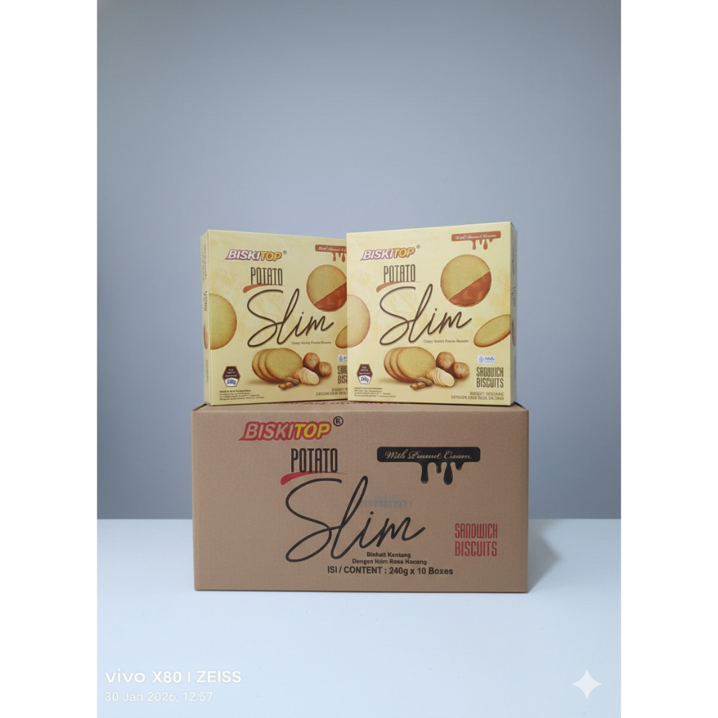 Biskitop Potato Slim Cream Peanut 216gr x 10 / Biskuit Biskitop Potato Slim Cream Peanut 1dus