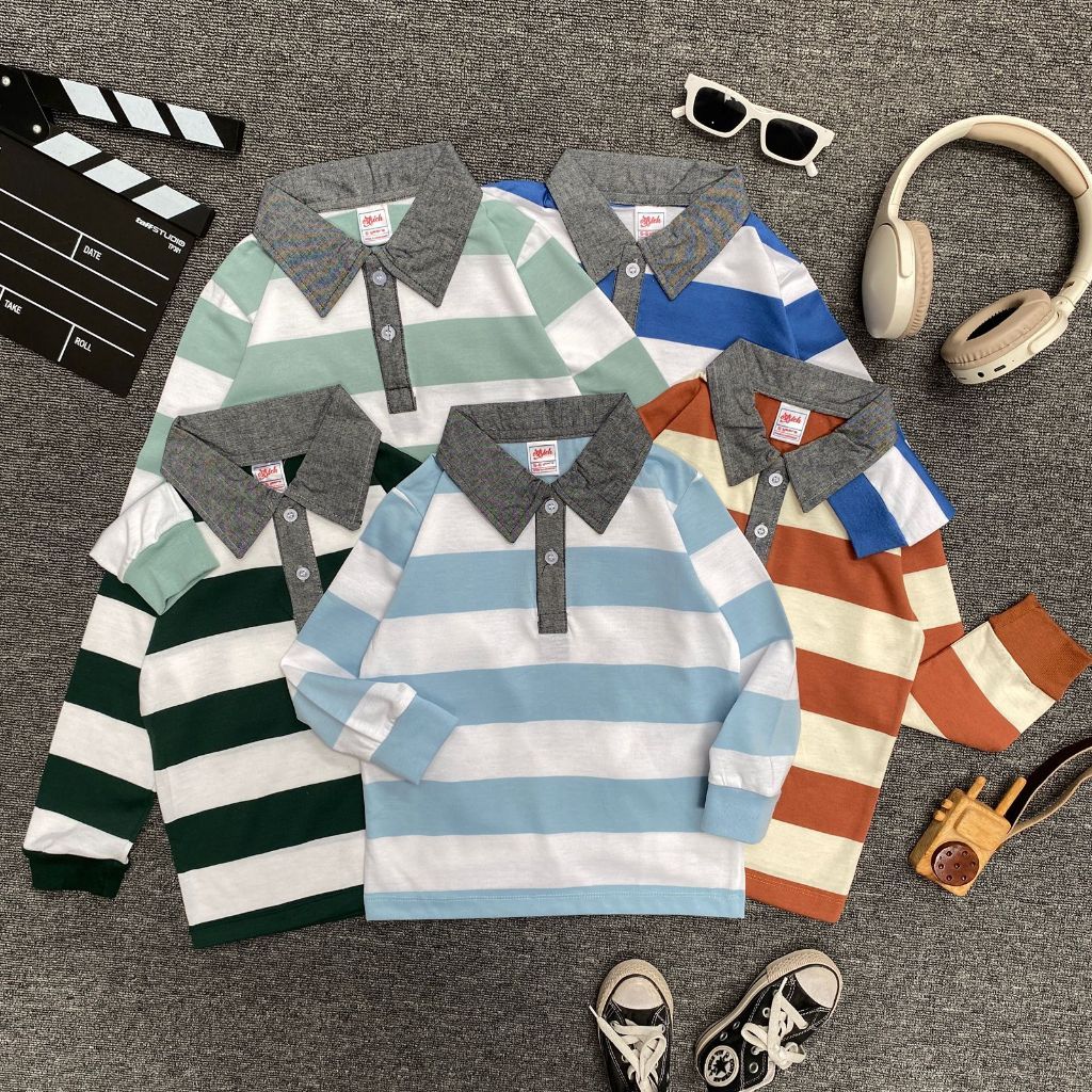 Kaos Kerah Anak Motif Salur