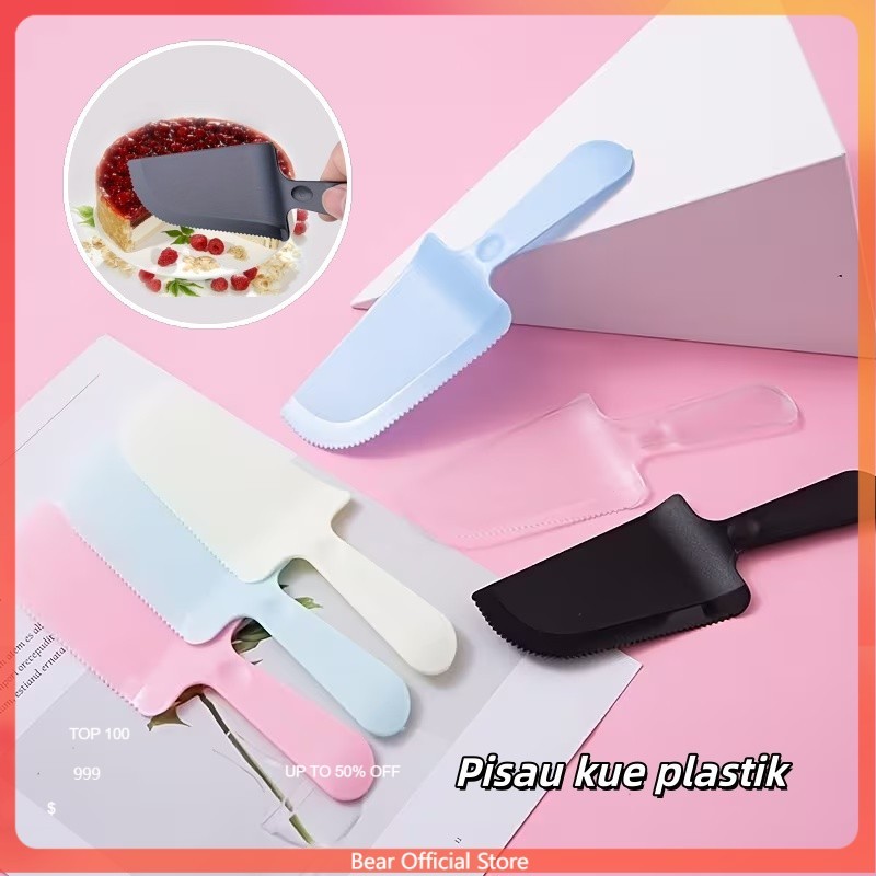 Pisau kue warna warni / Pisau kue plastik / Pisau kue ulang tahun plastik / Pisau roti