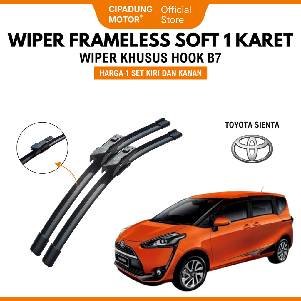 Wiper Blade Toyota Sienta Frameless Pembersih Kaca Depan Mobil 1 Set Kiri dan Kanan