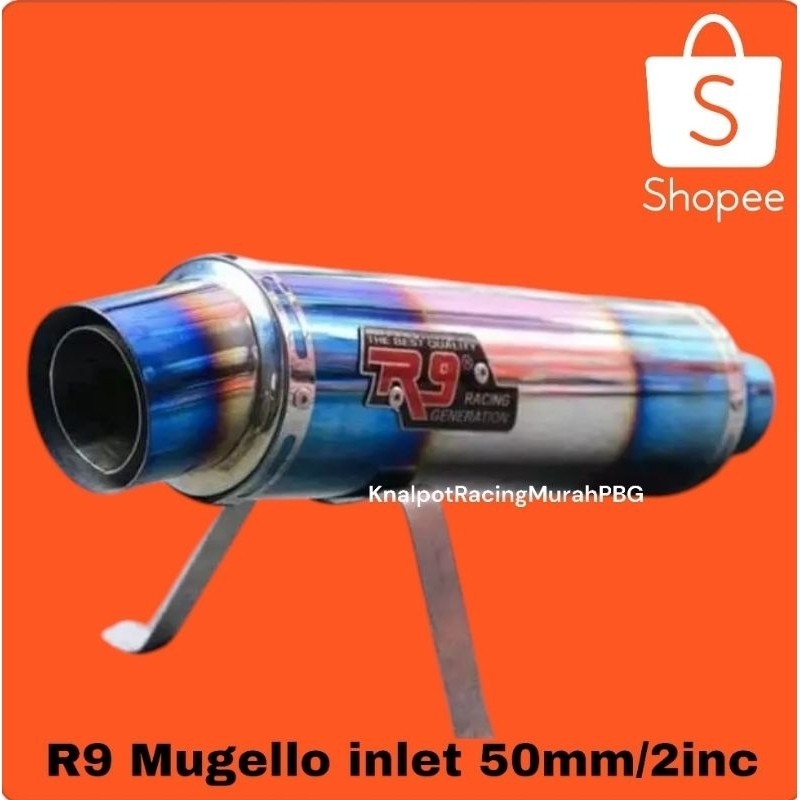 R9 Mugello Blue Silencer Knalpot Inlet 50mm Stainless