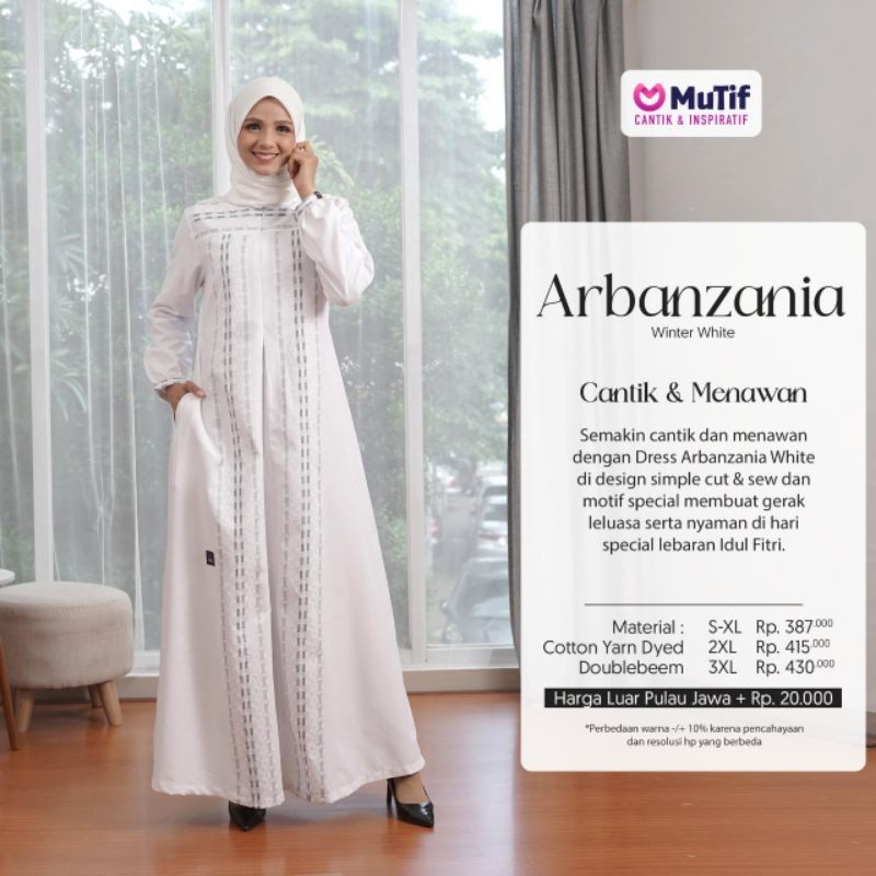 GAMIS ARBANZANIA PUTIH BY MUTIF BAJU COUPLE DEWASA DAN ANAK PEREMPUAN SARIMBIT KELUARGA LEBARAN Keki