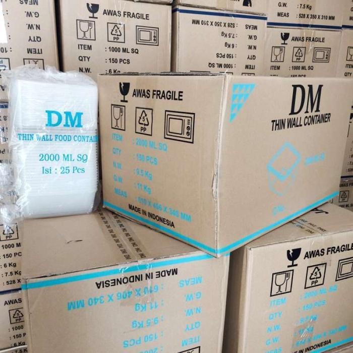 DecorStore0 Thinwall Square 2000 ml / Kotak Makanan Container ( PER DUS / KARTON) - DM TERLARIS