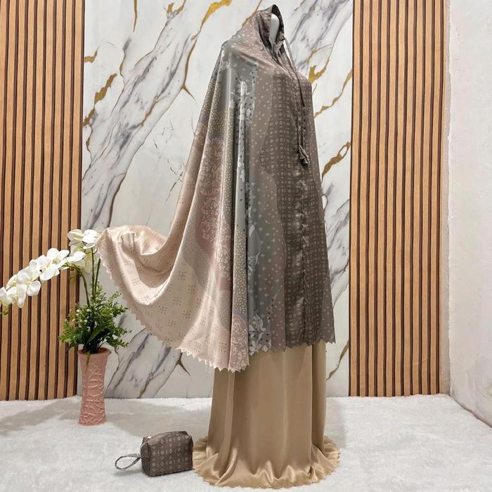 Mukena SYAKILA Bahan Armania Silky 2in1 Jumbo Mewah | By Riyan Mukena. - pelangi dp coksu