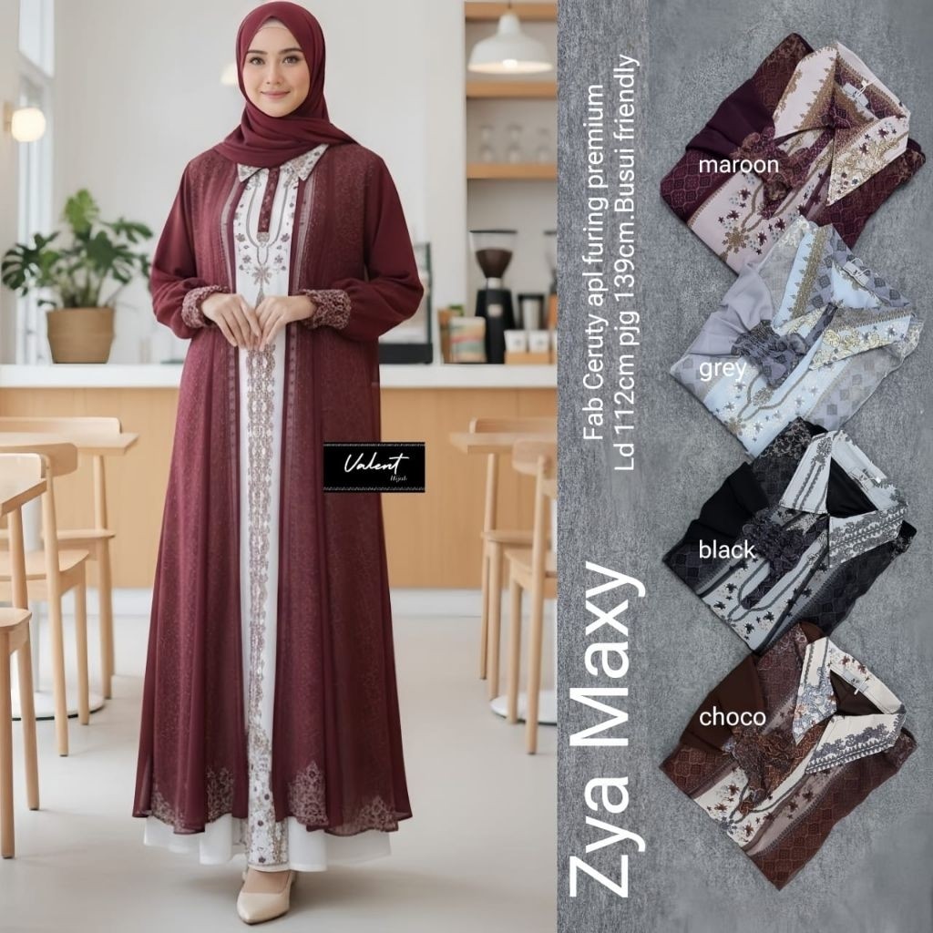 ada grup reseller bisa join tanya ke admin alyastore Zya Maxy Premium Gamis Lebaran  Valent alya sto