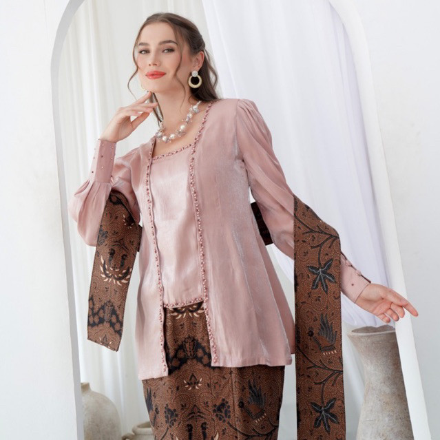 LOWESHOP Kutubaru Modern Polos Shimmer/ Kebaya Jumbo Murah/Baju Kondangan Modern Bigsize