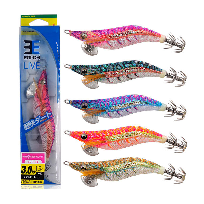 Original YAMASHITA Wood Shrimp EGI-OH LIVE Lightning Series UV Reflective Squid Hook Sea Fishing Cut
