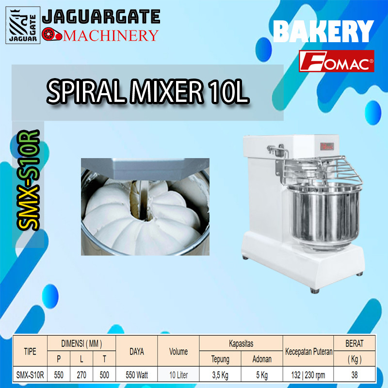 SMX-S10R FOMAC Spiral Mixer 10 Liter – Mesin Pengaduk Adonan Roti