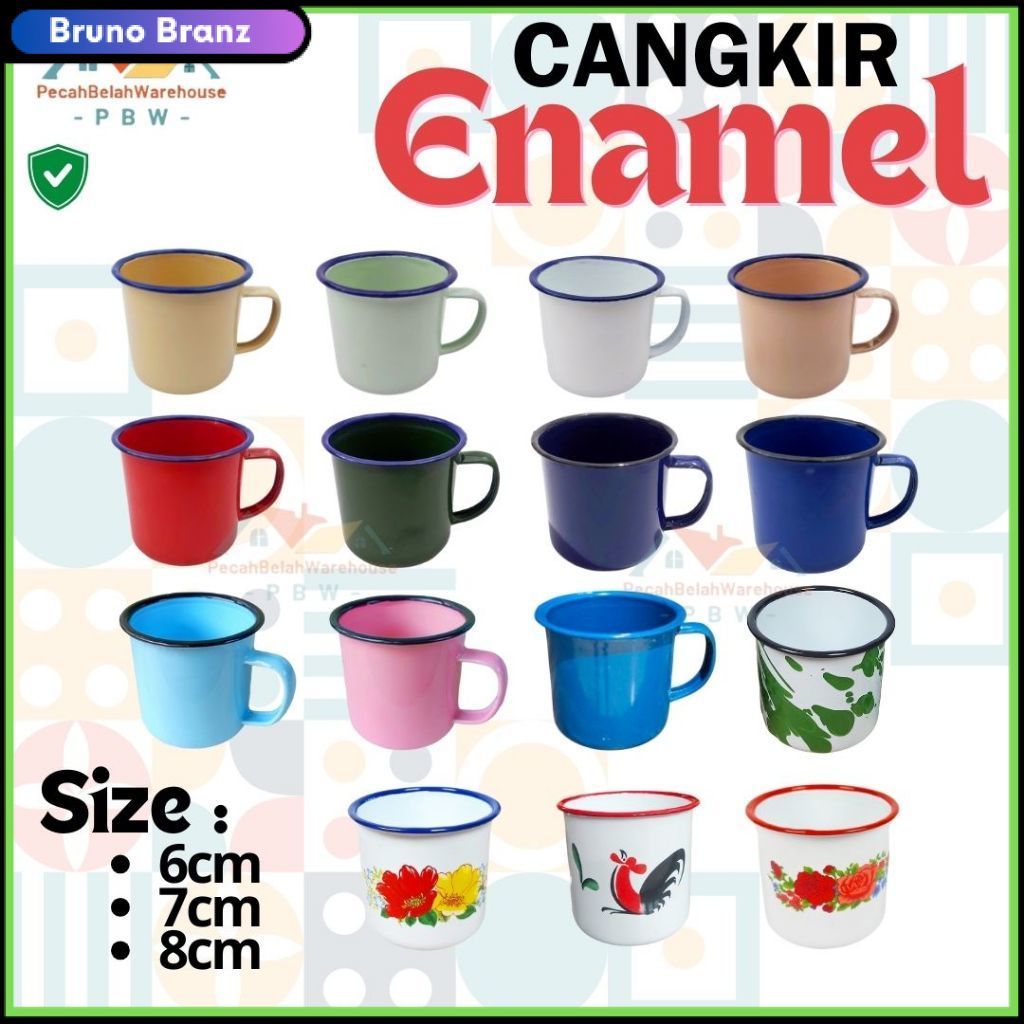PROMO MURAH Cangkir Seng Enamel Jadul 6cm 7cm 8cm Polos Bunga Blirik / Cangkir Jadul / Souvenir Cang