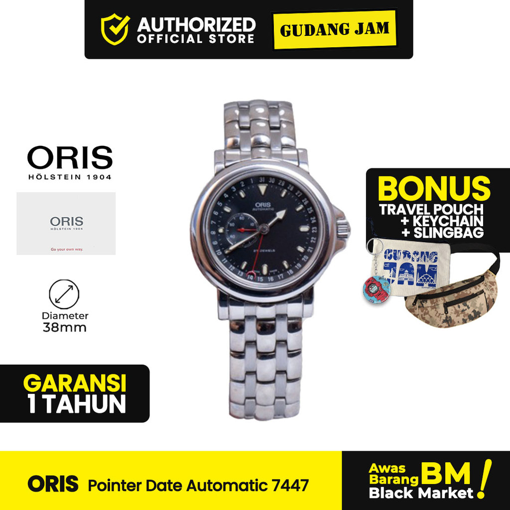 Oris Pointer Date Automatic Jam Tangan Pria 7477 Stainless Steel Strap