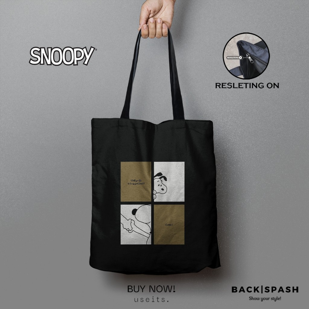 VIRAL Totebag Snoopy Peanuts Lucu - Totebag Tas Wanita SNOOPY PEANUTS THD am-23