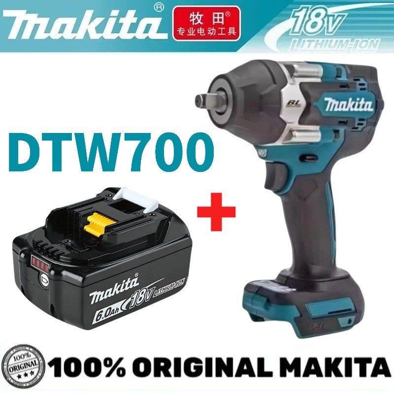 Original Makita DTW700 Cordless Impact Wren 18V Brushless MotorHigh Effieiency Durable Auto Stop 700