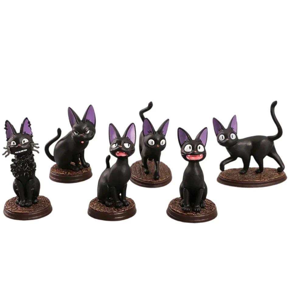 6pcs/set Cartoon Black Cat Jiji Gigi Figure PVC Action Toy Doll Model Set Black Cat Hayao Miyazaki F