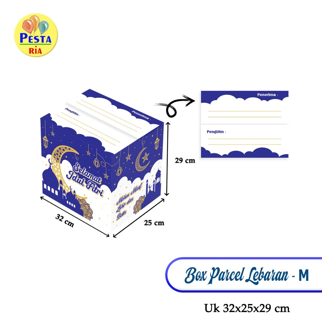 Murah (1Pcs) Box Parcel Lebaran 32x25x29cm /Kardus Eid Mubarak/Dus parcel Idul Fitri/Kemasan Bingkis