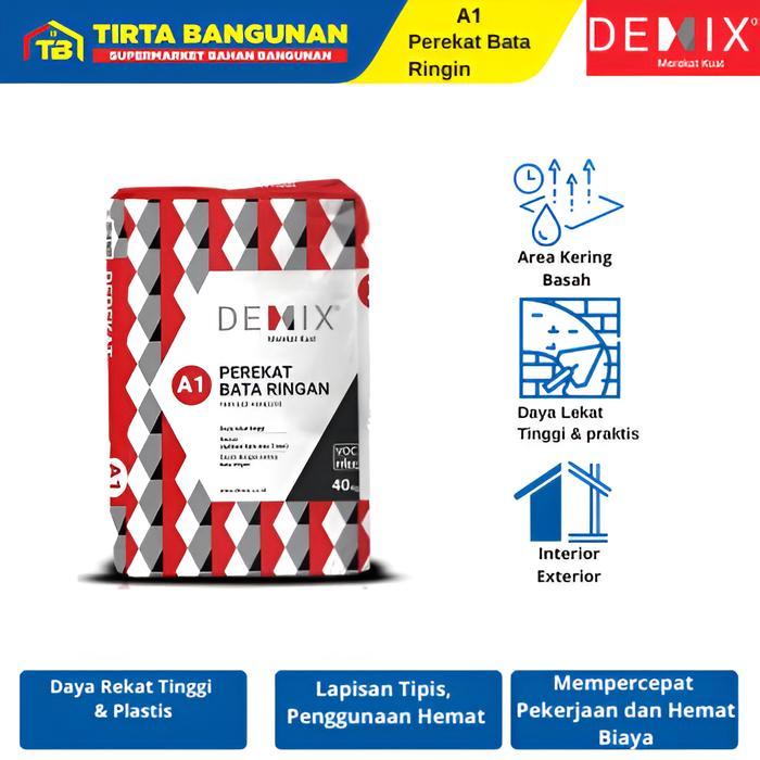 DEMIX A1 PEREKAT BATA RINGAN MORTAR INSTAN PEREKAT BATA RINGAN HEBEL DAN ROSTER 40KG