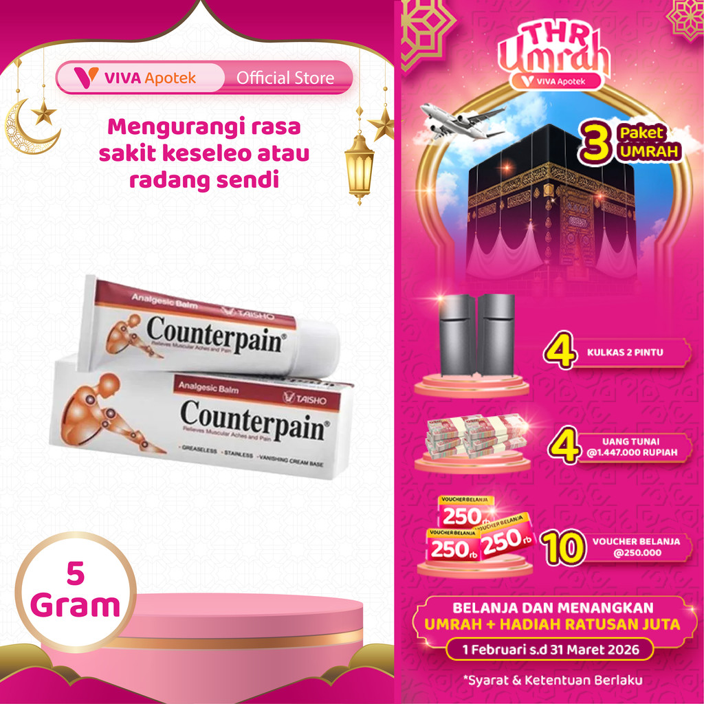 Counterpain untuk Meredakan Nyeri Otot, Sendi, Keseleo (5 Gram)