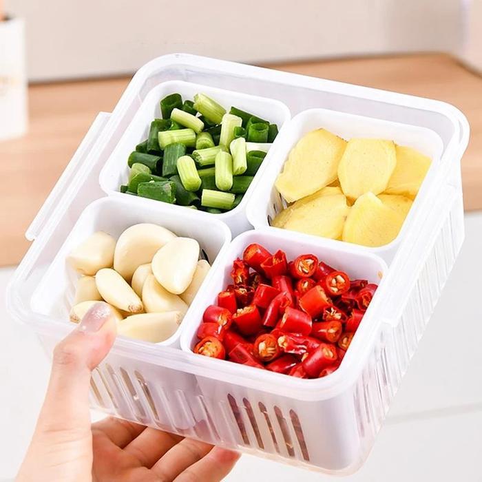 Promo OKASUMI Kotak Kulkas Awet 4/6/9 kompartemen - wadah plastik untuk merica, bawang, dan bumbu da