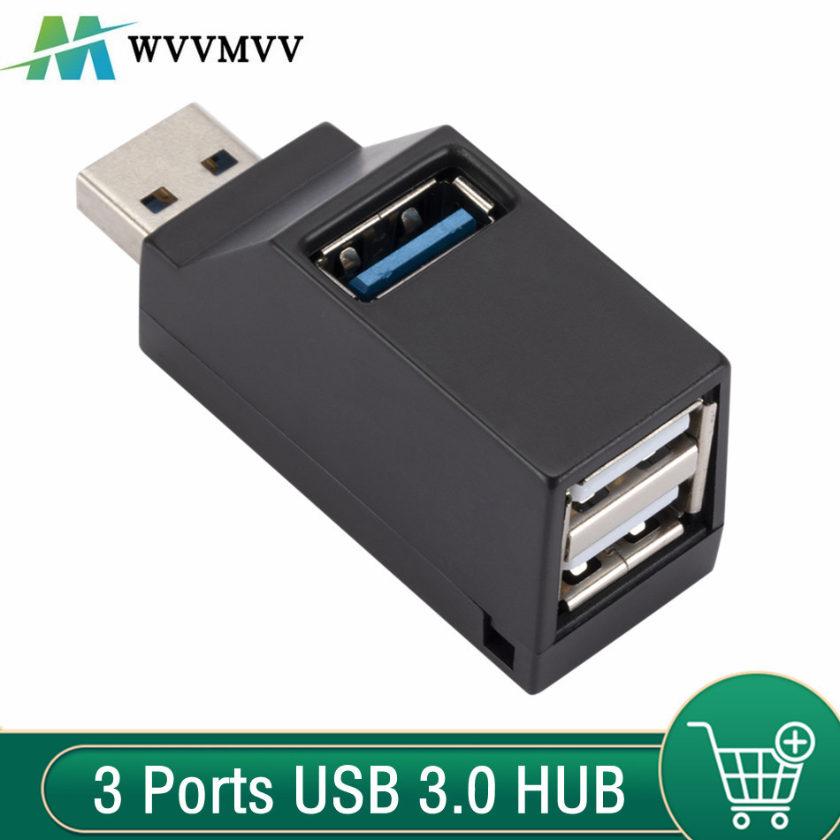 WvvMvv 3 Ports USB 3.0 HUB Extender Splitter Rotate USB Hub 2.0 Adapter High Speed For Computer PC L