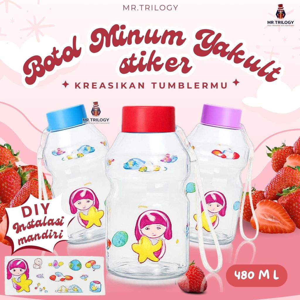 Botol Minum Yakult Stiker karakter Lucu 480ml Botol Tumblr Botol Air Minum Anak Unik BPA Free Botol 