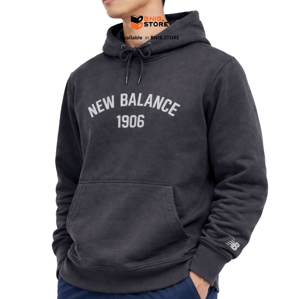 NB Hoodie Pria Essentials Varsity Dark GREY [NEWLMH33553A00500M] Original