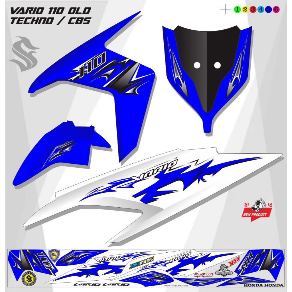 STICKER MOTOR VARIASI STRIPING POLET MOTOR VARIO TECHNO 110 VARIO CBS 110 OLD