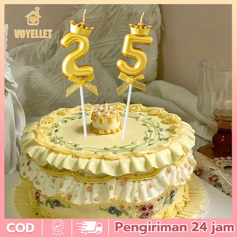 Voyellet Lilin Angka Pita Mahkota Dekorasi Pesta Ulang Tahun Dekorasi Kue Ulang Tahun Plugin Dekorat