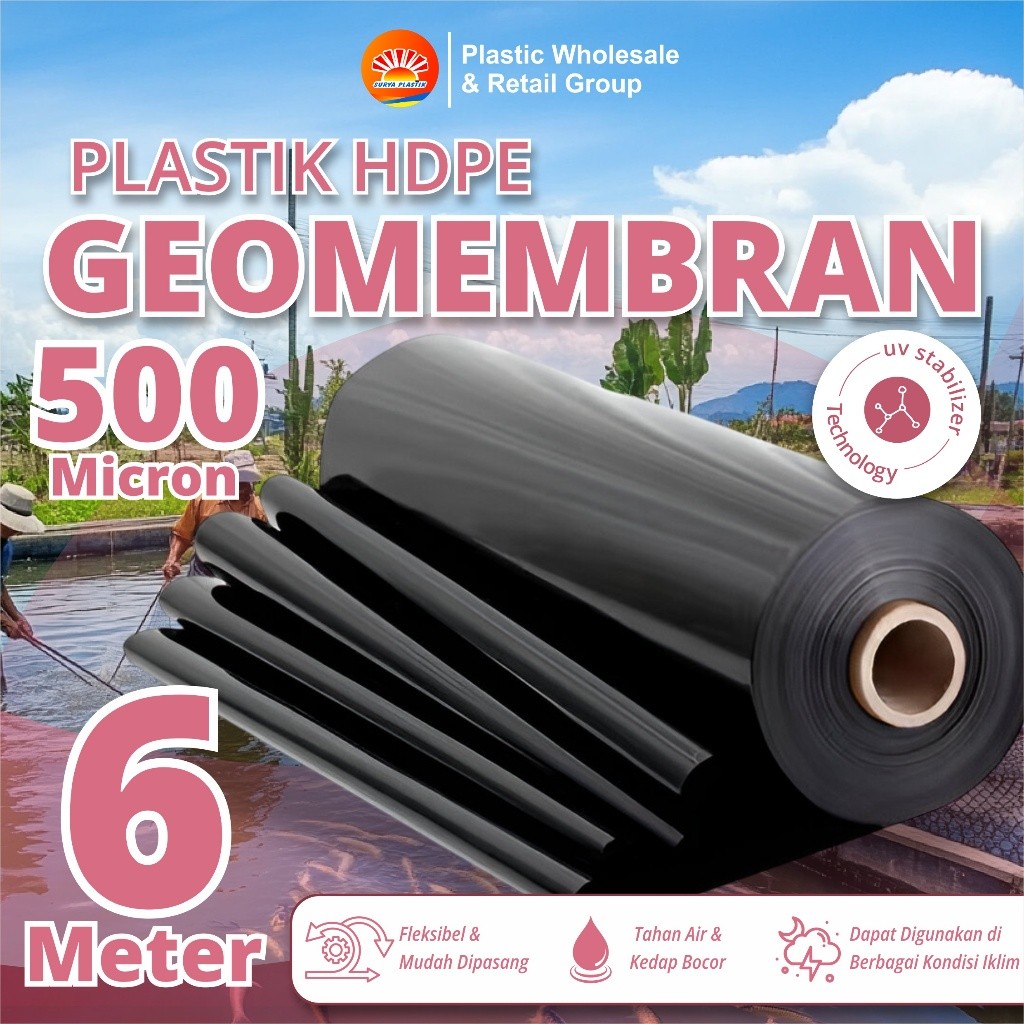 GEOMEMBRAN HDPE LEMBARAN TEBAL 500 MICRON LEBAR 6 METER