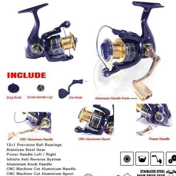 REEL DAIDO IGUANA SPIN 12 BEARING UKURAN 1000 SAMPAI 6000 POWER HANDLE - BXX-6000, Standar