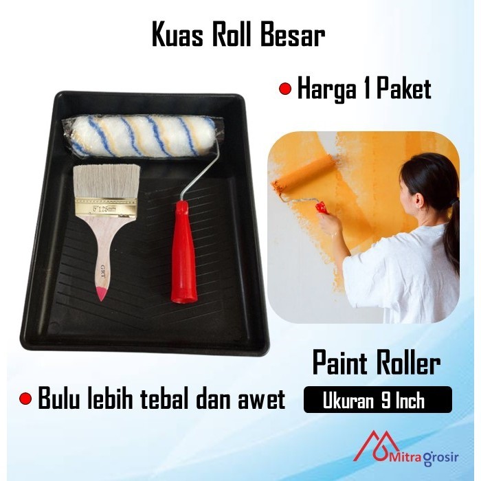 HappymeStore59 - Alat Cat Kuas Roll + Bak Cat + Alat Cat Tembok