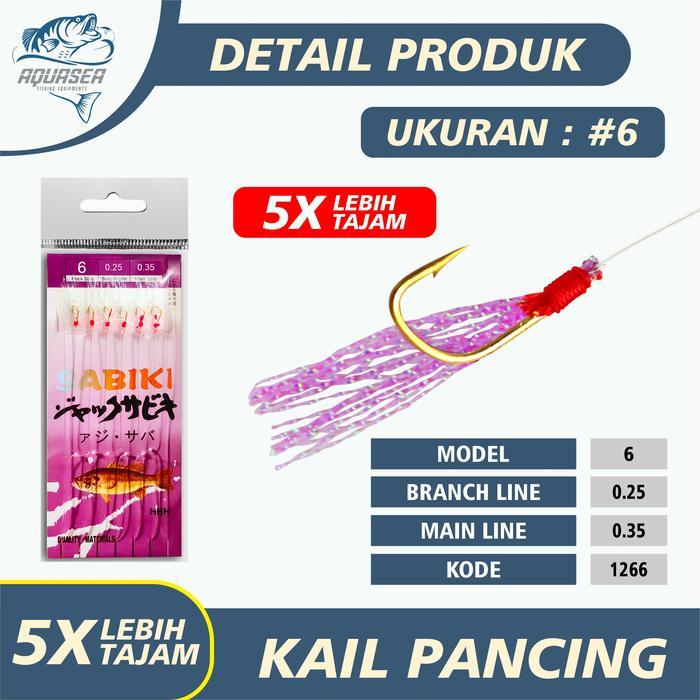 AQUASEA - Kotrekan Kail Umpan Pancing Sabiki Kail Umpan Gantung Sutra Perak Kail J Benang Pesca Bulu