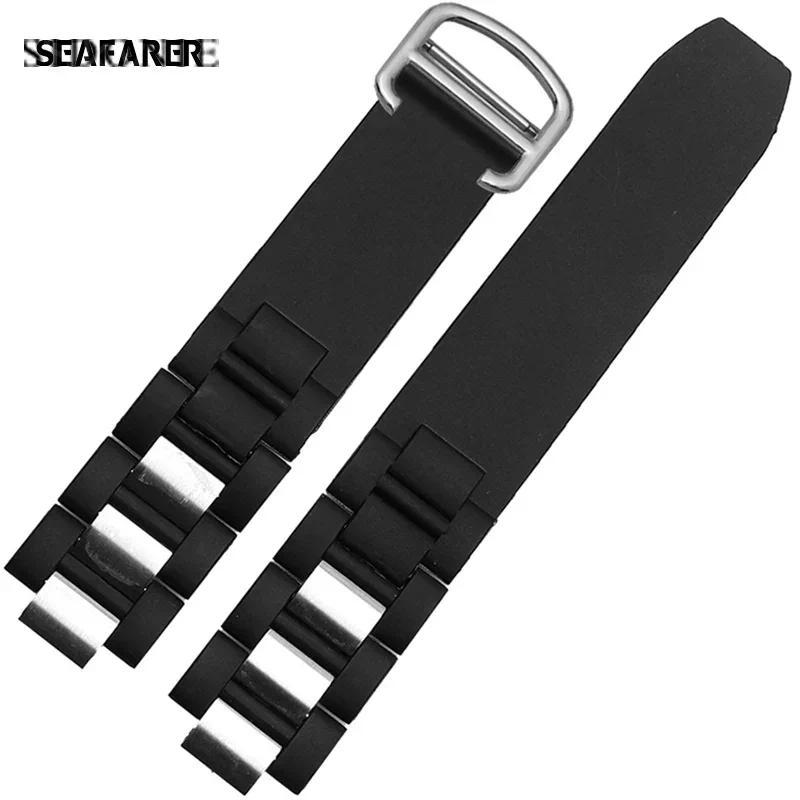 High Quality Silica Gel Watch Strap with Black and White Convex 20 * 10 Mm Waterproof Watch Strap fo