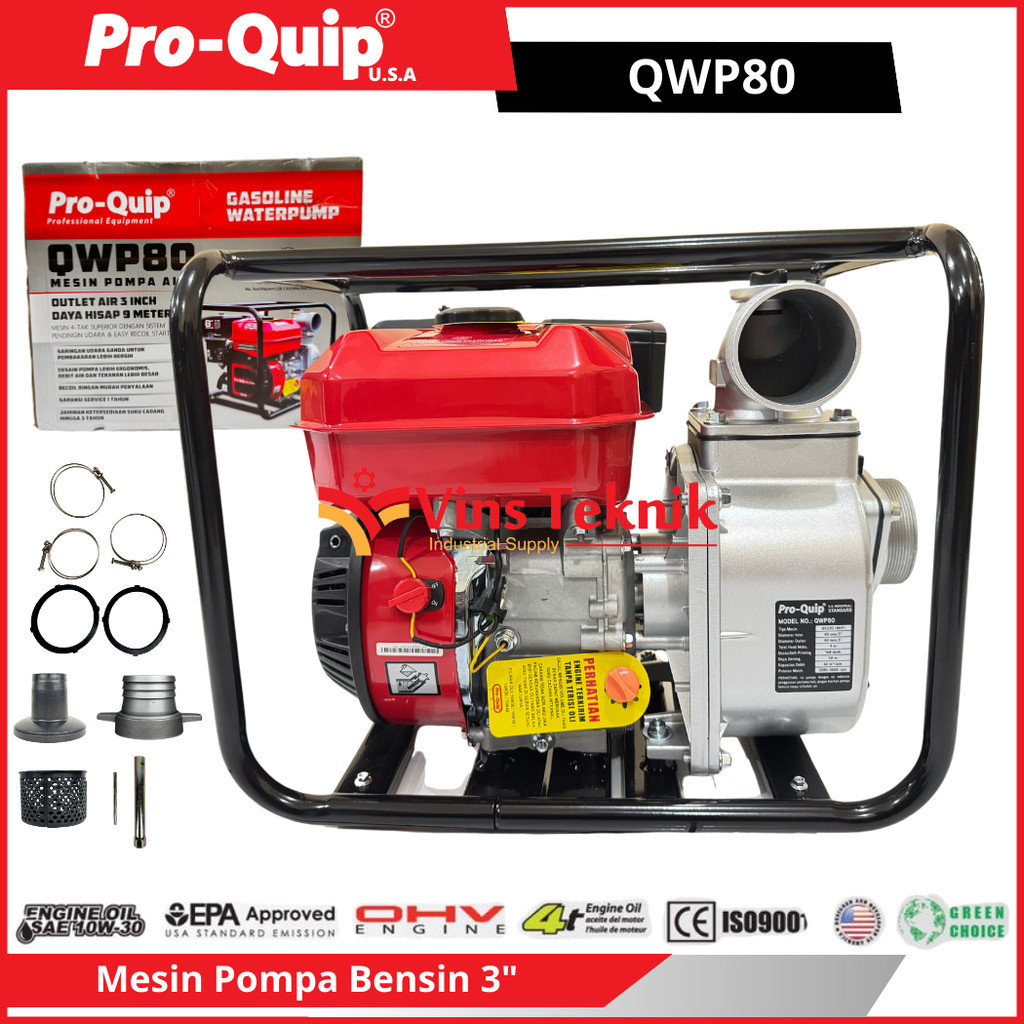 Mesin Pompa Air Bensin 3 inch Pompa Irigasi Alkon PROQUIP QWP80 QWP 80