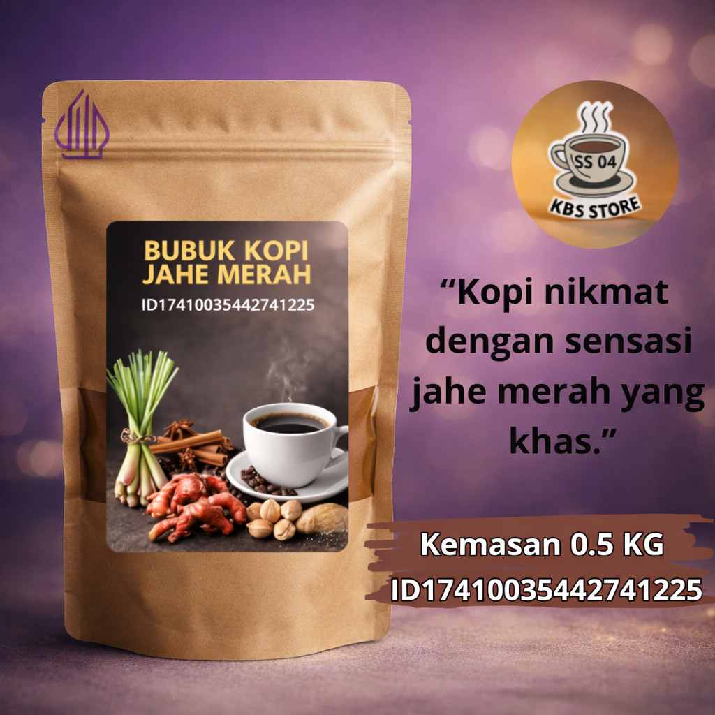 (kbs) Bubuk kopi Jahe merah nikmat hangat dan lezat Kemasan 500 Gram Kopi bubuk jahe merah murah bub
