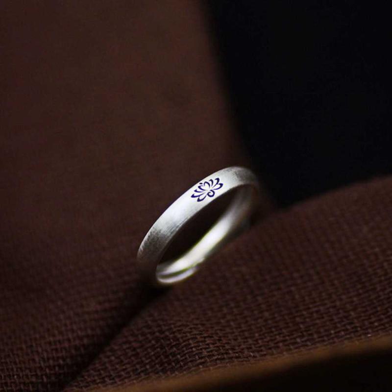 Sterling Silver S999 Cincin Teratai Kecil Pembukaan Perak Polos Wanita