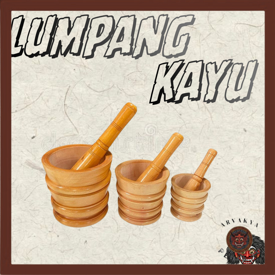 Lumpang kayu tradisional lumpang kayu set ula penumbuk obat rempah rempah ARV